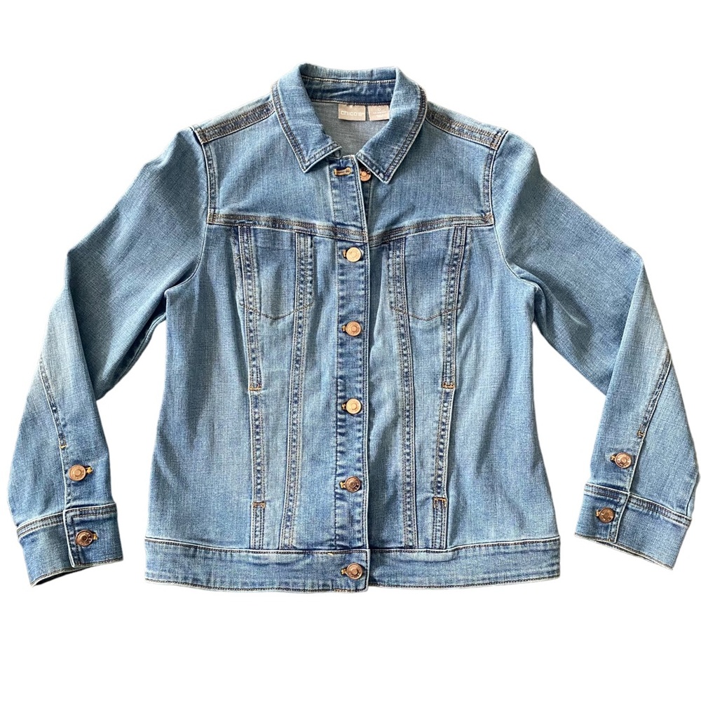 Chico’s Light Wash Jean Jacket Small 4-6